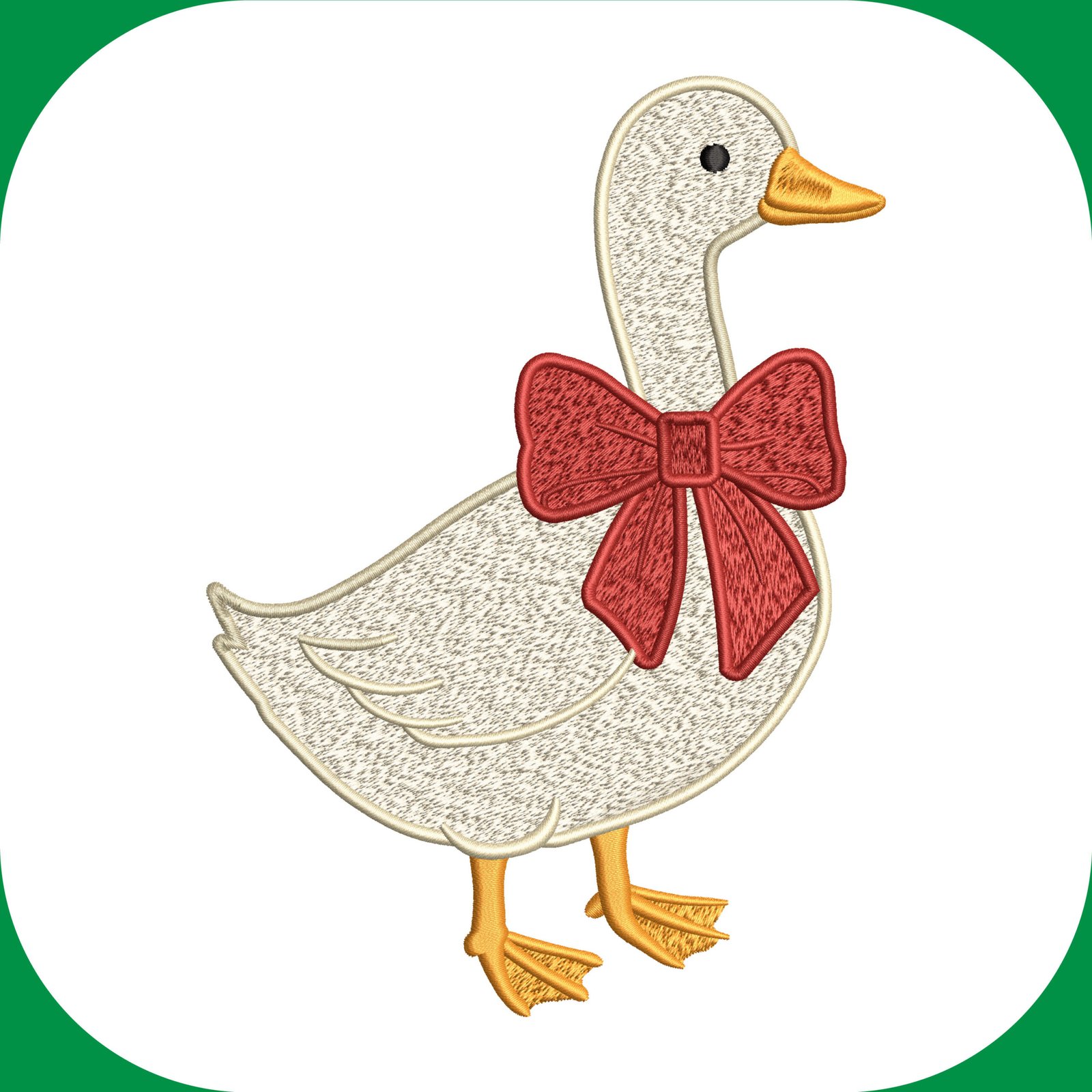 DUCK-EMBROIDERY-FILE Goose with Red Bow Machine Embroidery File | 4 Sizes - Image 1